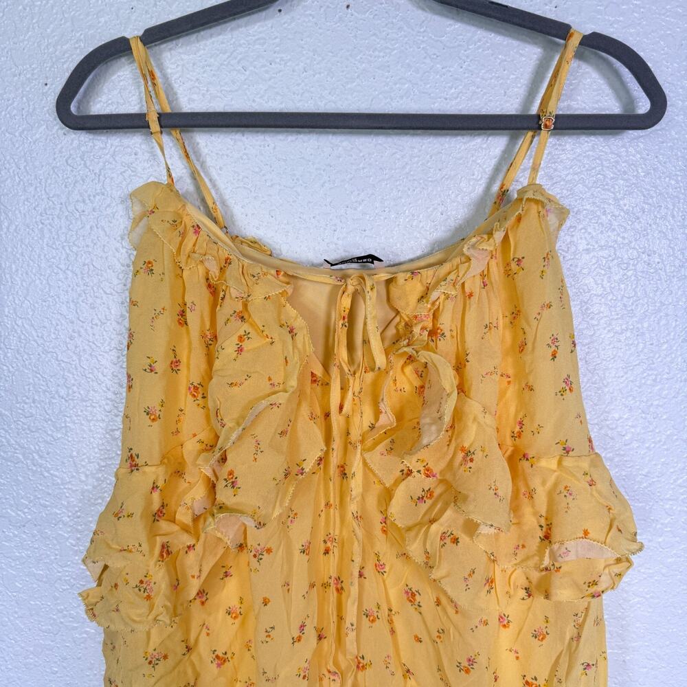 Rumored Top Womens XS Floral Ruffle Cami Blouse Tank Flowy Romantic Chic Dainty - Picture 4 of 9